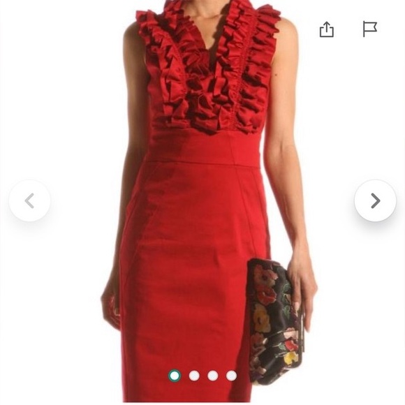 Ted Baker Dresses & Skirts - Ted Baker London red ruffle neck belted sheath dress
